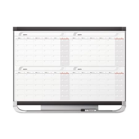 Quartet Mfg. Quartet, PRESTIGE 2 MAGNETIC TOTAL ERASE 4-MONTH CALENDAR, 36 X 24, GRAPHITE COLOR FRAME 4MCP23P2